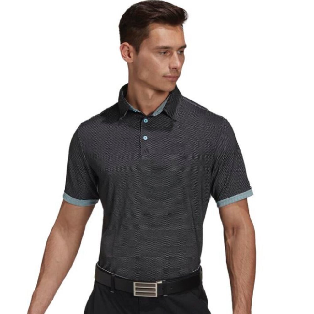 Adidas Dark Grey Polka Dot Golf Polo Shirt - Size Large